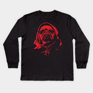 Gangsta Pug Thug (red) Kids Long Sleeve T-Shirt